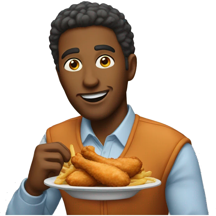 Man eating chicken tenders emoji