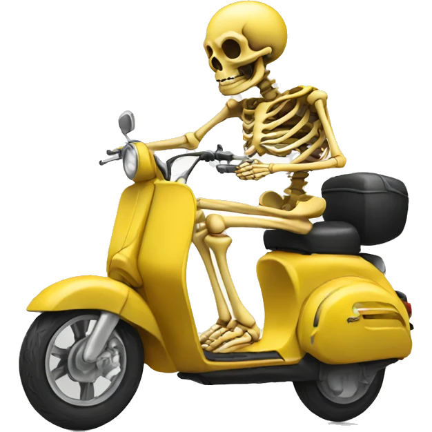 Skeleton on yellow motor scooter  emoji