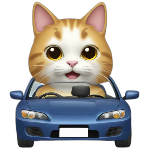 cat driving subaru emoji