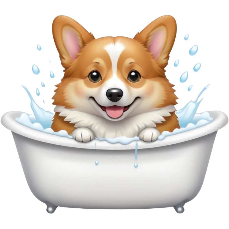 Corgi in a white bath emoji