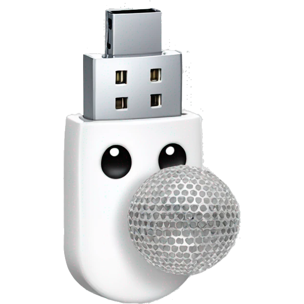white pendrive with silver disco ball emoji
