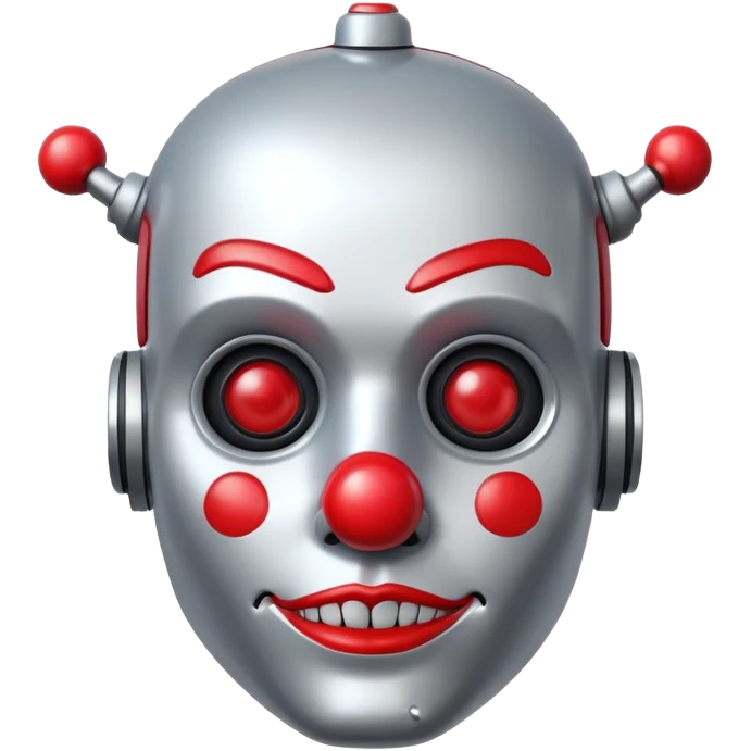 robot with clown makeup and red nose emoji