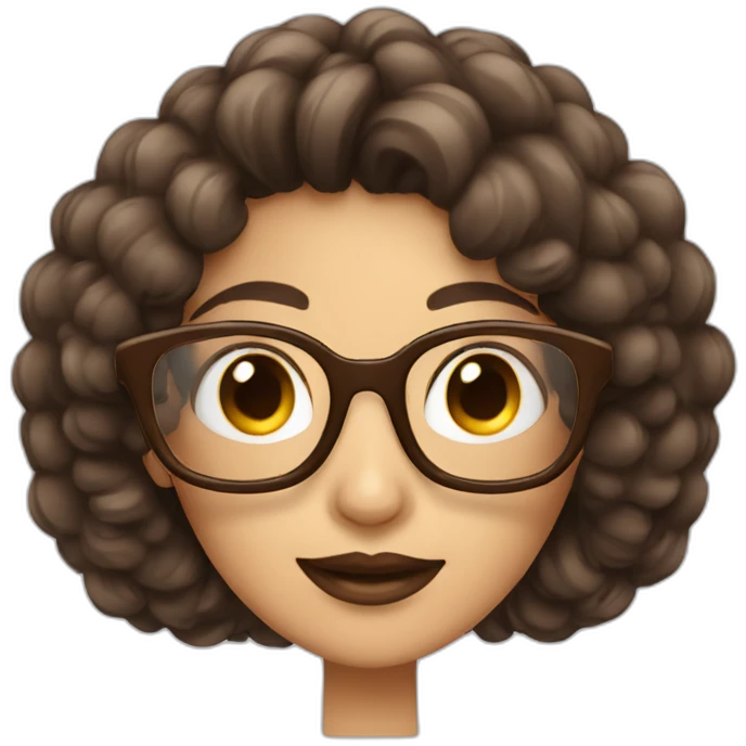 mujer pelo liso largo color café con lentes emoji