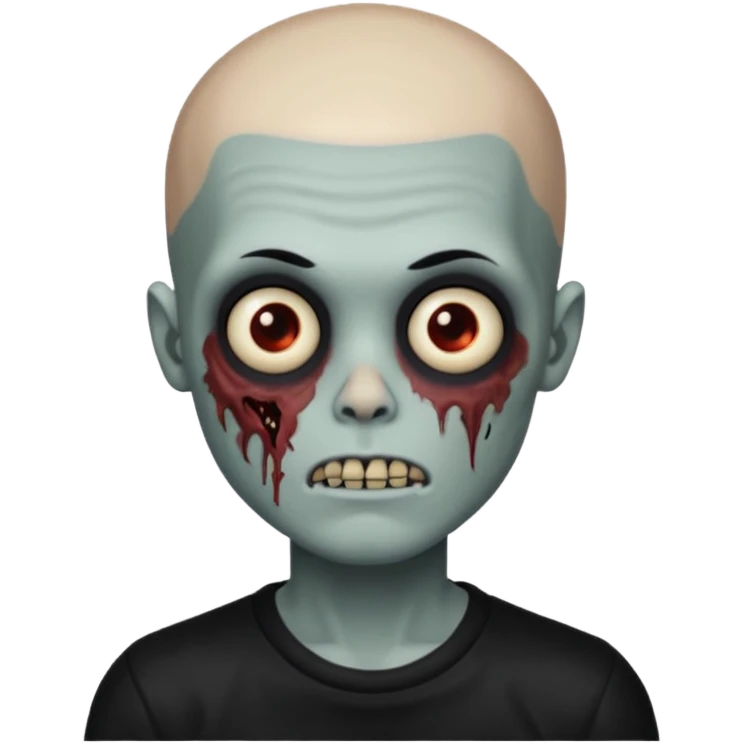 zombie boy black hair e cabelo curto quase careca emoji
