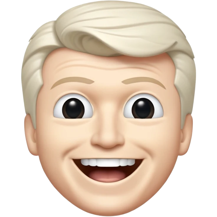 Rick Astley smiling but with only his upper teeth sticking out and his eyes are large black and circular and the entire image including Rick is completely white and it’s so white that only his hair eyes nose mouth and under his throat is easy to see emoji