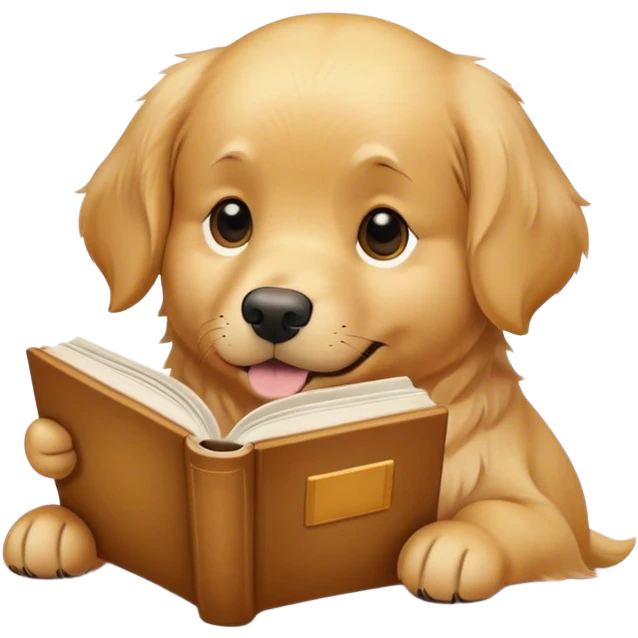 Golden retriever, dog, reading a book emoji