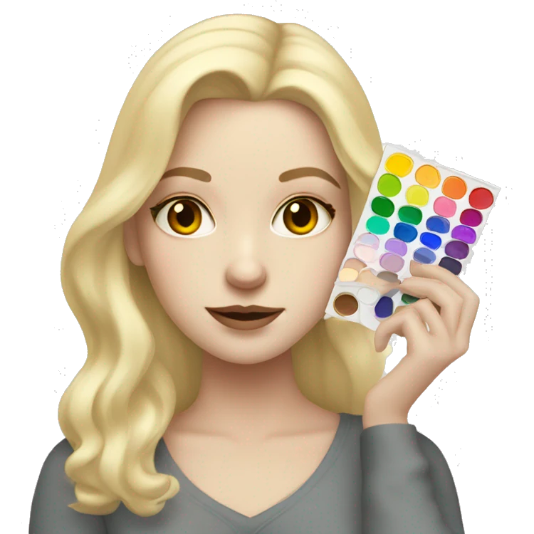 artist blonde pale girl holding a color palette emoji