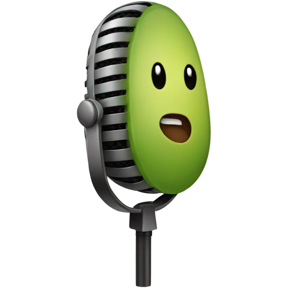 A microphone but with an avocado shape and color emoji