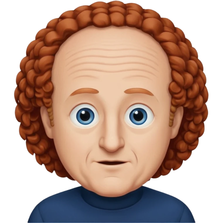 Larry Fine from the Three Stooges with blue eyes, reddish- brown hair, navy blue outfit emoji