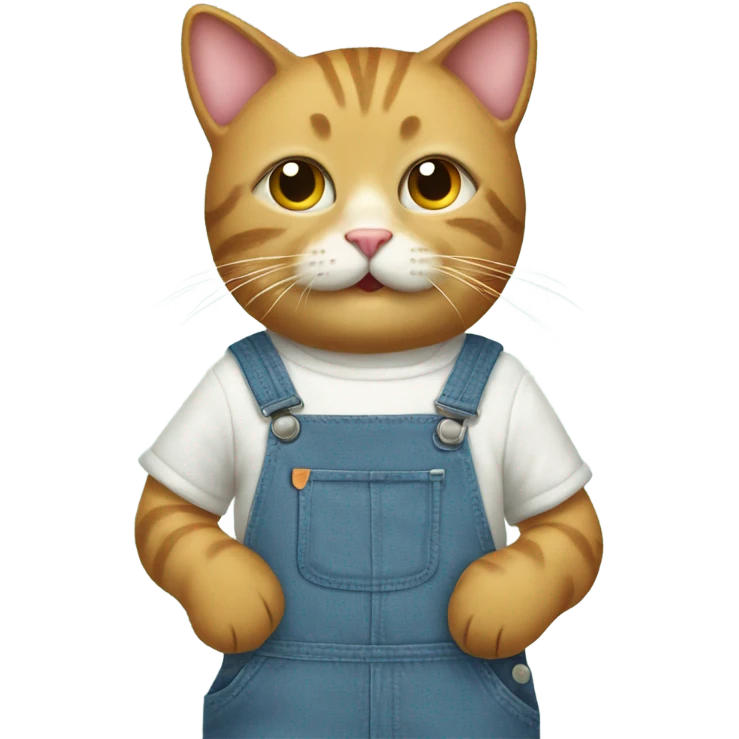 Silly cat with cute overalls emoji