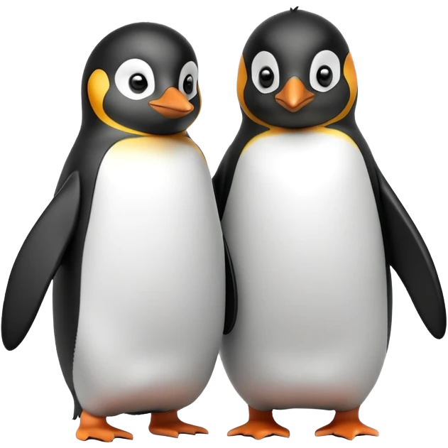Two penguin friends playing emoji