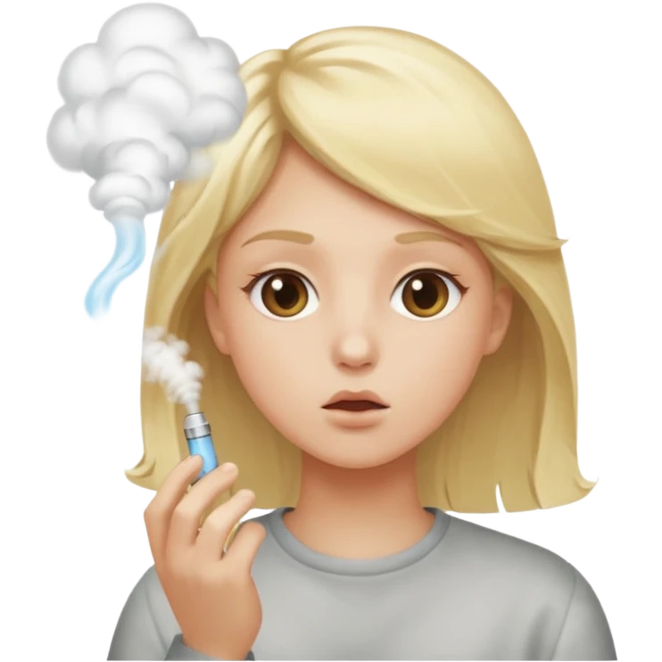 vaping person with blonde hair blowing vapor emoji