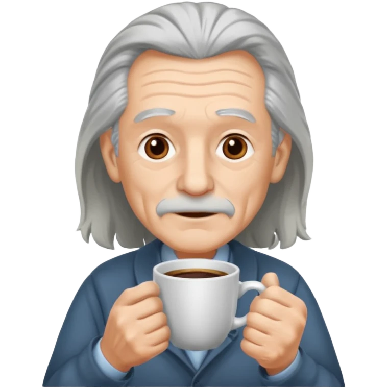 elderly with coffee men long hair emoji