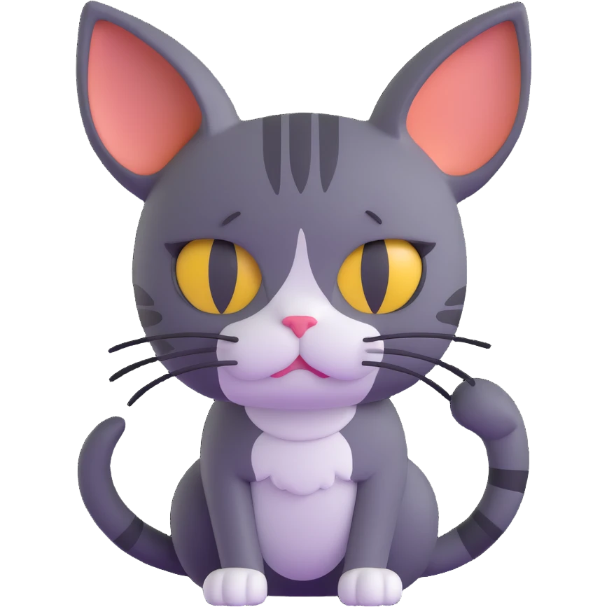 cat with drooping ears and sad eyes, giving up emoji
