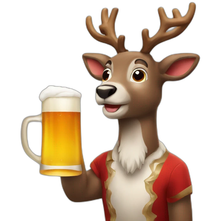 rudolf drinking beer emoji