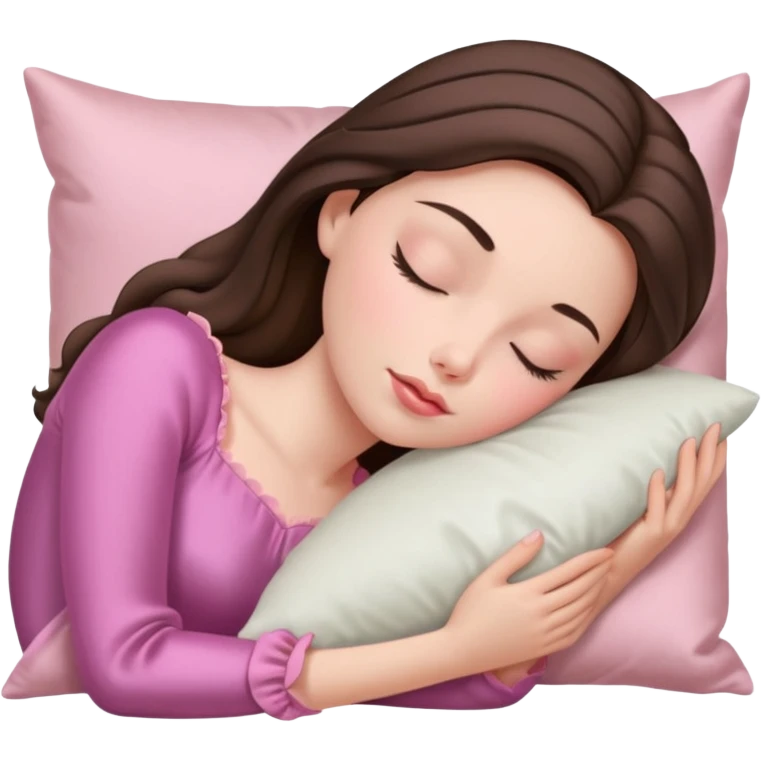 sleeping beauty brunette white girl with a silk pillow emoji