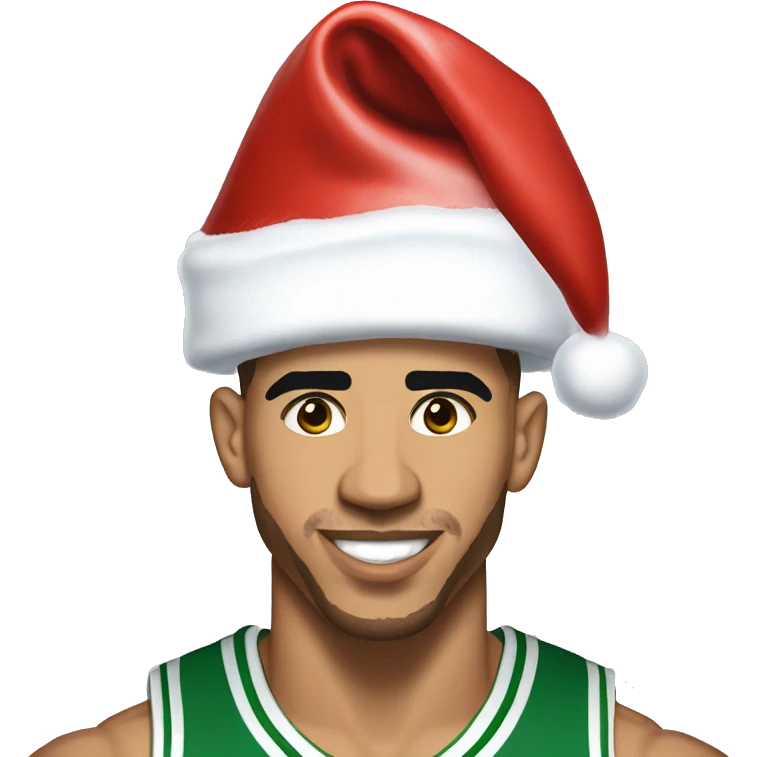 Jayson Tatum with a Santa hat  emoji