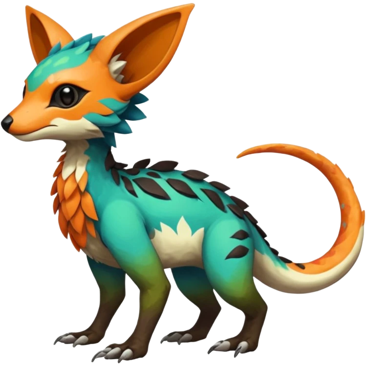 Rare realistic exotic edgy epic pretty beautiful handsome gorgeous aesthetic colorful vibrant Vernid-Trico-species-Fakemon-creature by LiLaiRa, 4 legs, random markings, (full body) emoji