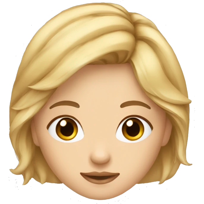Une fille avec les cheveux blond châtain et les yeux bleus  emoji