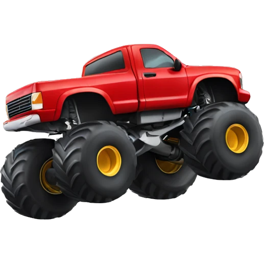 RED Monster truck FLYING THROUGH THE AIR.  emoji