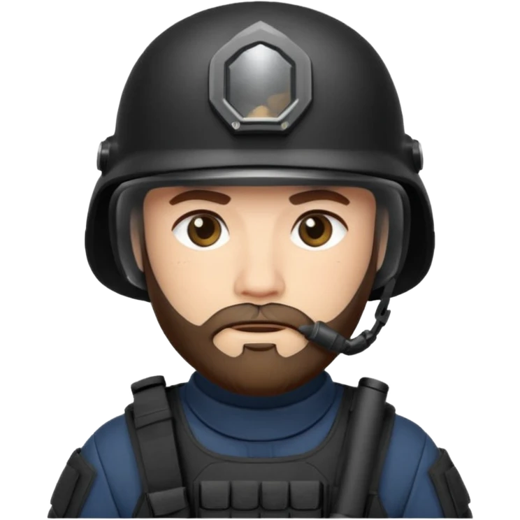 SWAT member with white skin and brown beard emoji