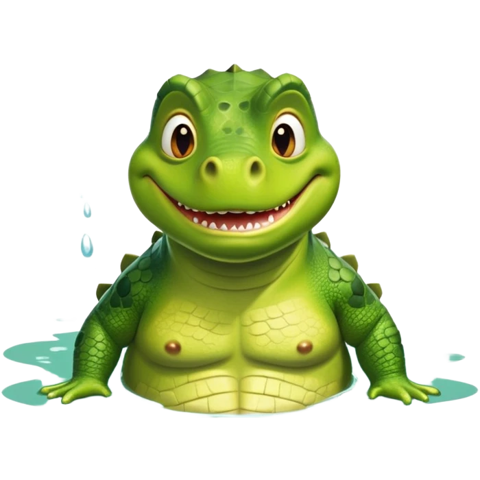 Green Shrekodil (mix of Shrek and crocodile) swimming breaststroke in a puddle emoji