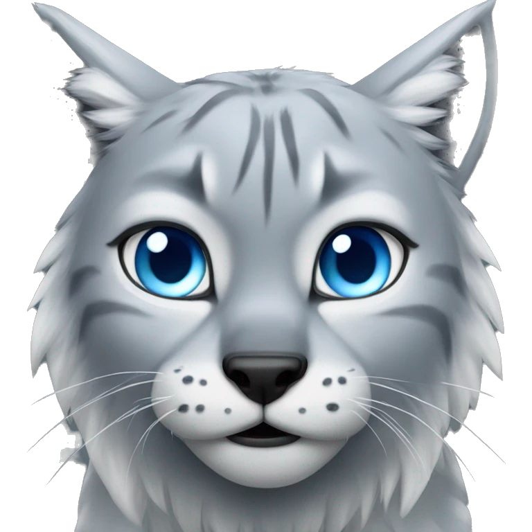 Grey lynx blue eyes growling emoji
