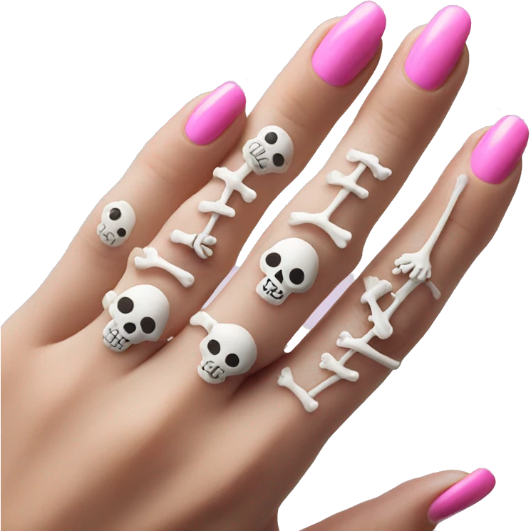 Skeleton hands bones with pink polish nails  emoji