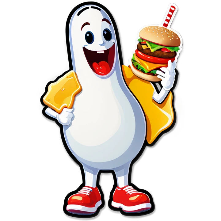 Bowling pin eating a cheeseburger  emoji
