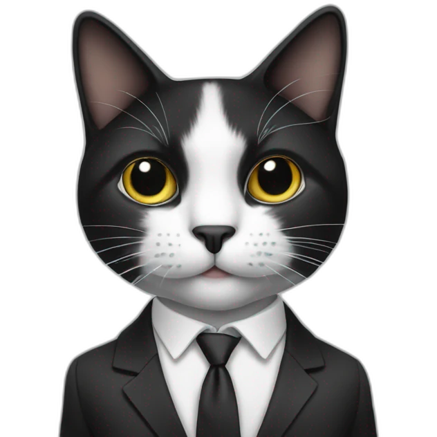 Black and white cat in a suit emoji