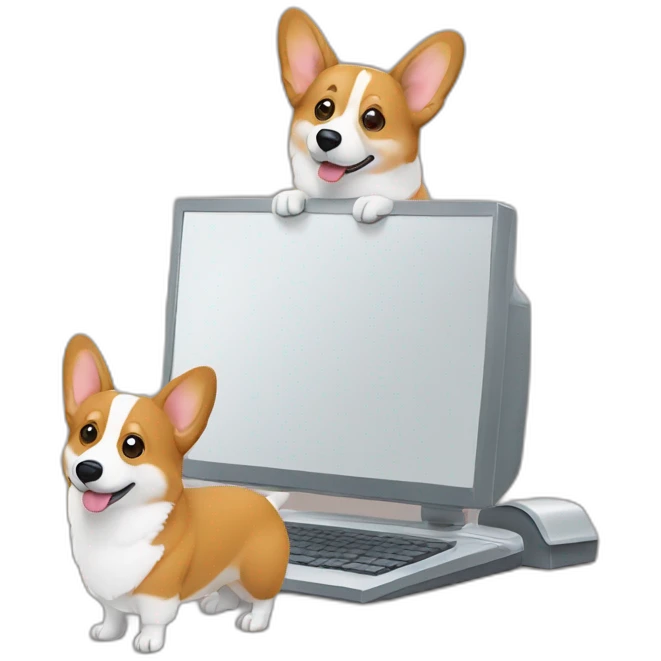 corgi and computer emoji