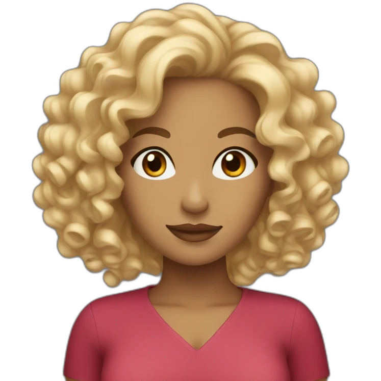 Latina with blonde highlighted curly hair emoji