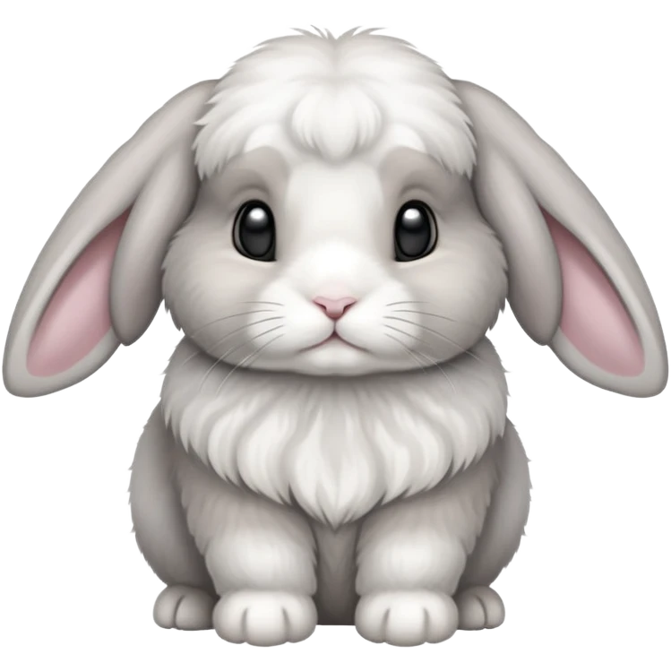 White and gray holland lop bunny emoji