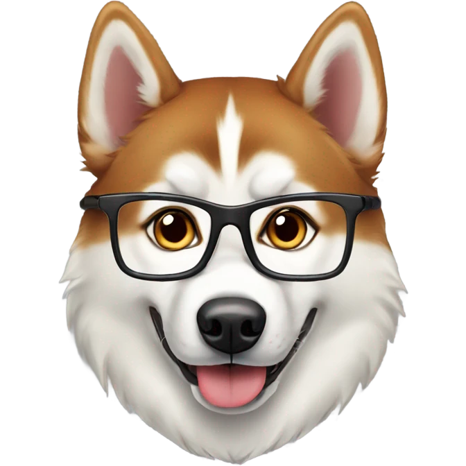 Red Siberian husky with glasses emoji
