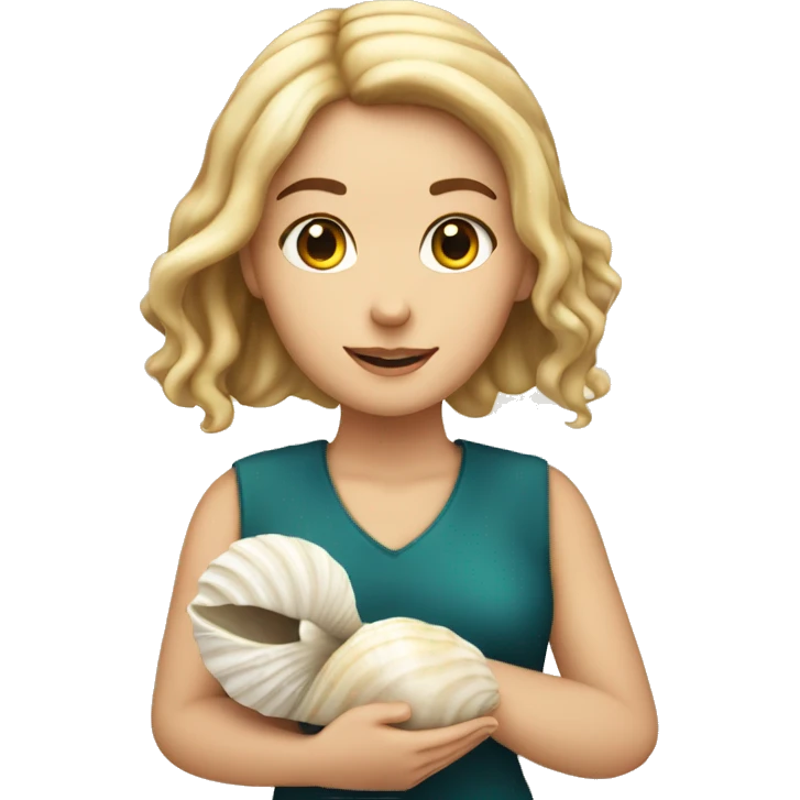 white girl hold seashell emoji