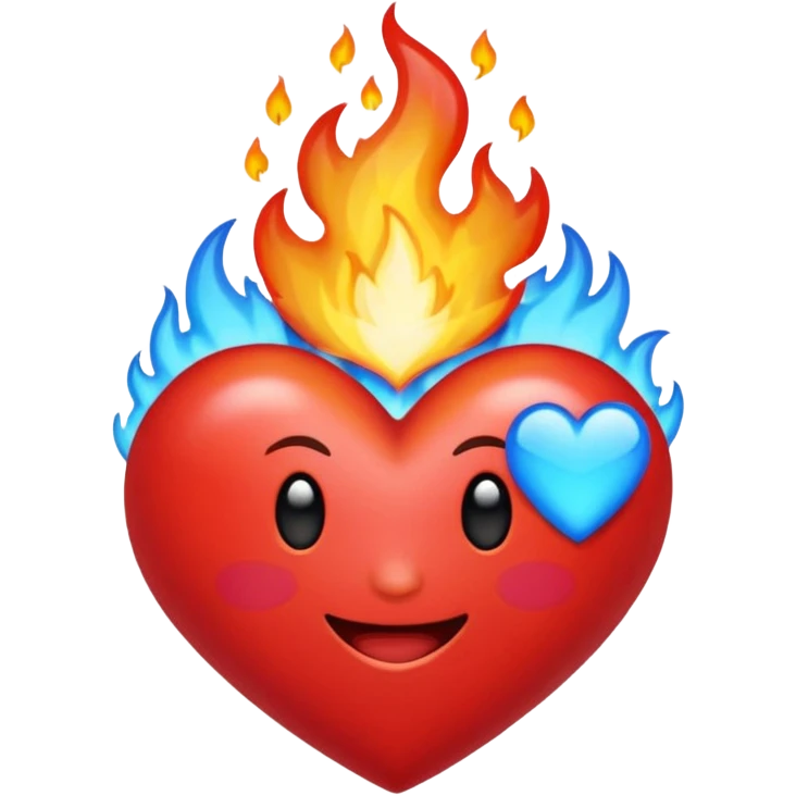 Hazme el corazón rojo con fuego azul emoji