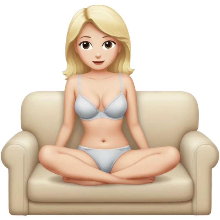 fullbody realistic busty blonde topless buxom in undies sitting on couch in comfy
missionary legs up sfw emoji