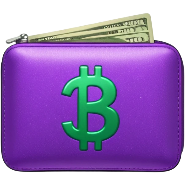 glitter purple wallet $ green symbol emoji