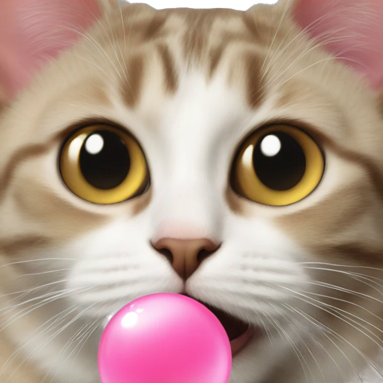Cat blowing bubble gum emoji
