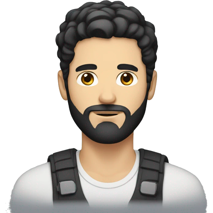 white Man with circle beard and short black hair emoji