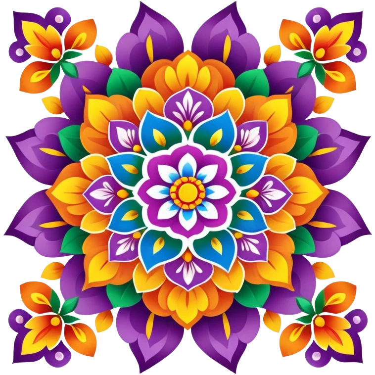 Colorful rangoli design pattern emoji