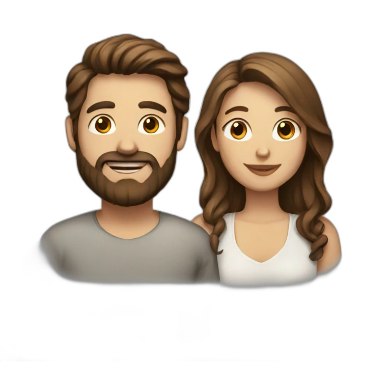 Man with beard and woman with brown hair emoji