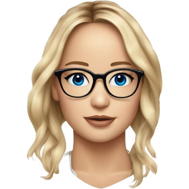 Jennifer Lawrence,  blu eyes wearing glasses  emoji