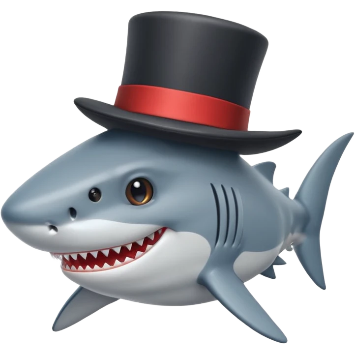 Shark with a top hat emoji