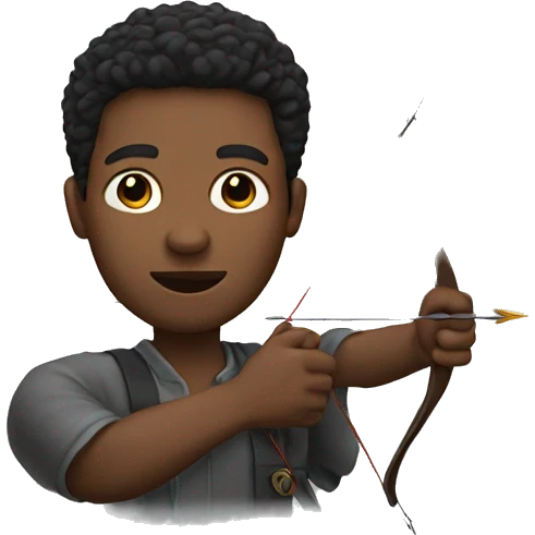 Black man shooting heart shaped arrow head towards screen emoji