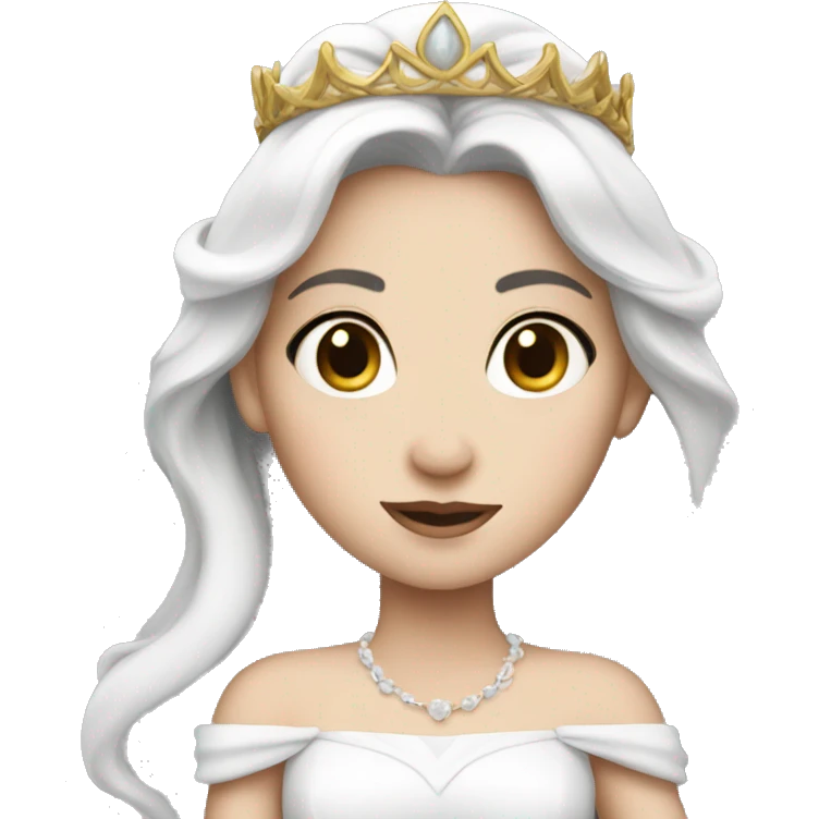 PRINCESS WITH WHITE SKIN , DARK HAIR AND WHITE DRESS emoji