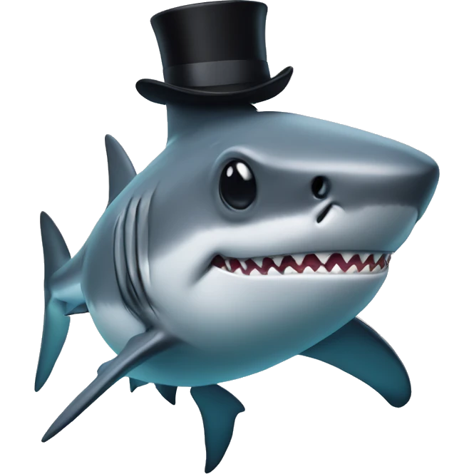 Shark with a top hat emoji
