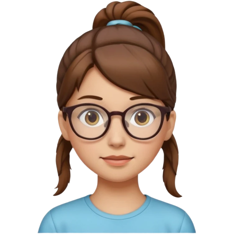 brown haired Ponytail Girl with Glasses emoji