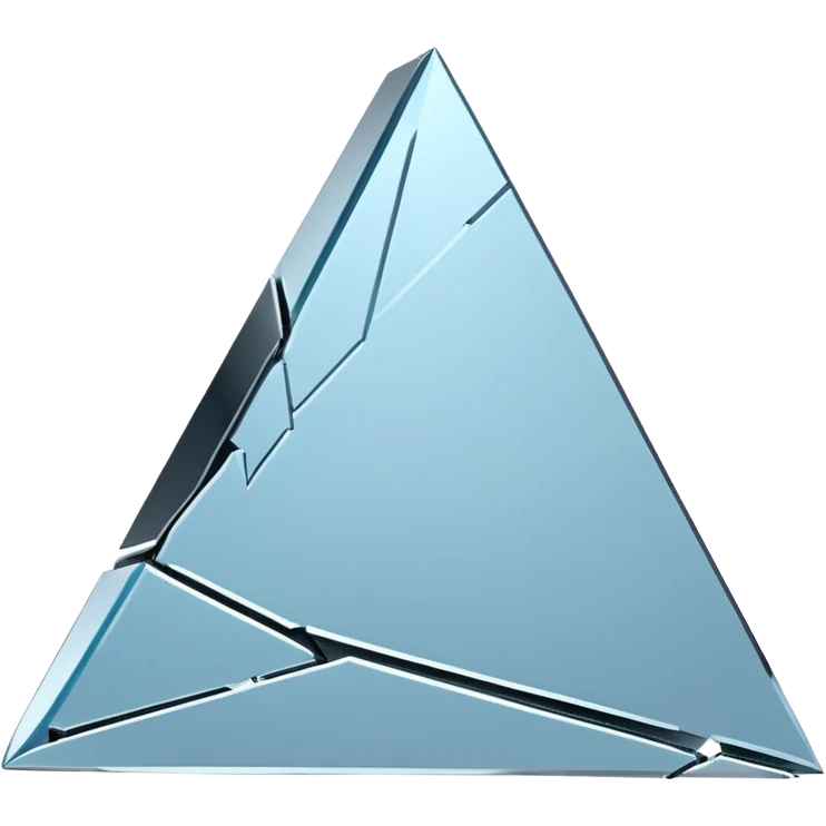 broken mirror shard emoji, sharp chrome edges, high contrast reflections, futuristic minimal 3D style, isolated on white emoji