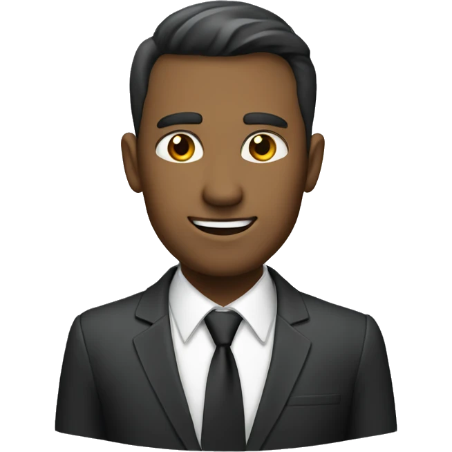 a business man facing side wearing a suit talking emoji